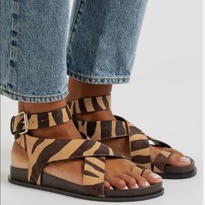 NIB A.Emery zebra print calf hair sandals size 7